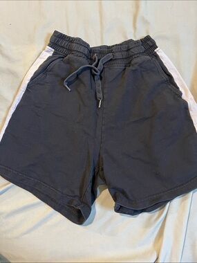 Men's Black Athletic Drawstring Shorts with White Side Stripe